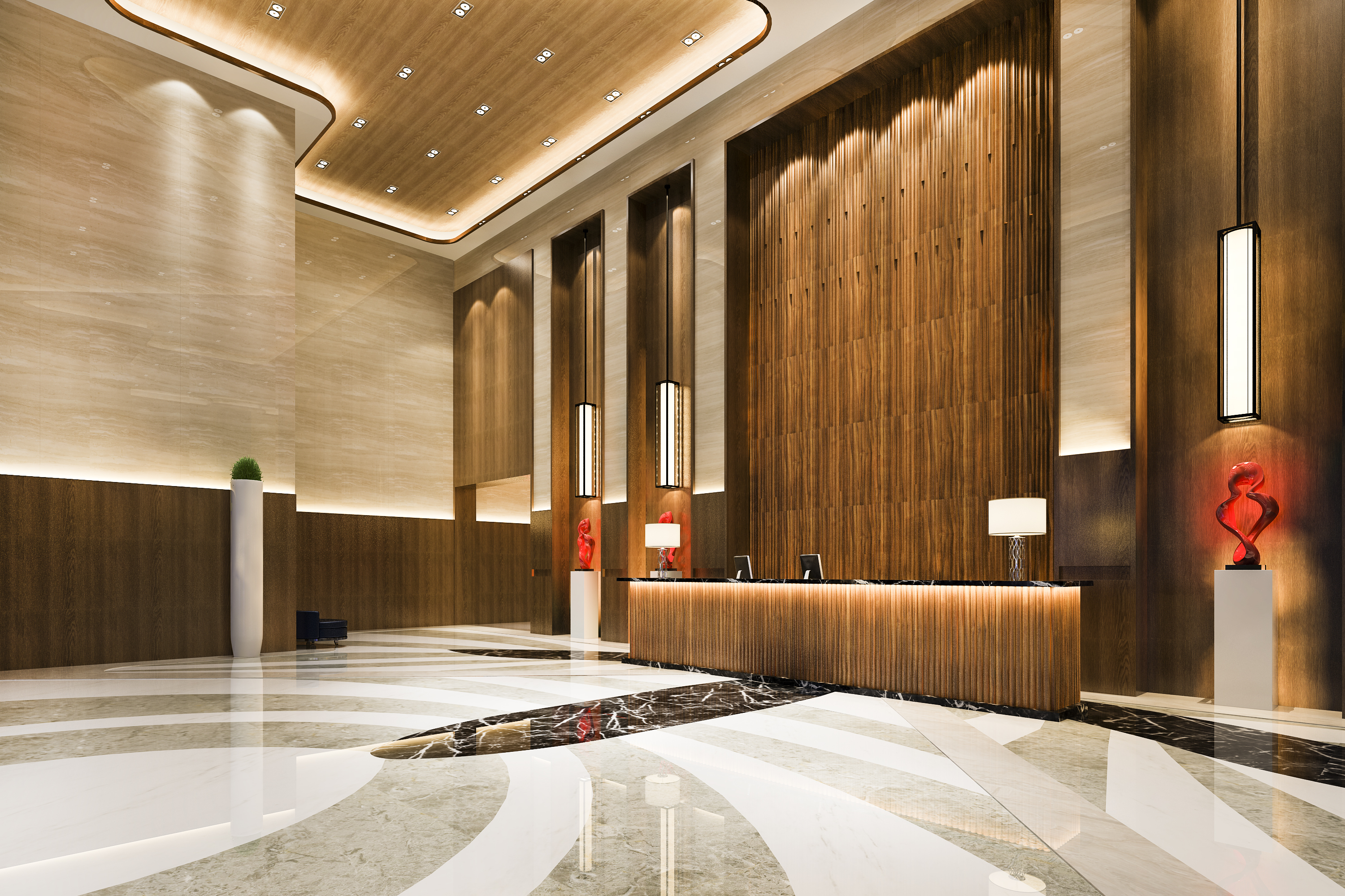 Luxury hotel lobby
